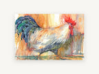 Rooster on the Move, rooster watercolour portrait, animal canvas wall art print, front view