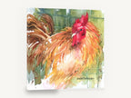 Ruffled Red Rooster, rooster watercolour portrait, animal canvas wall art print ready to hang