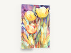 Sunlit Yellow Tulips, yellow tulips watercolour floral, floral canvas wall art print ready to hang