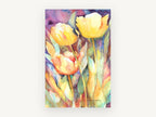 Sunlit Yellow Tulips, floral canvas wall art print, front view