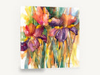 Iris Trio Glow, iris flowers watercolour floral art, floral canvas wall art print ready to hang