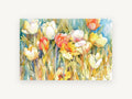 Sunlit Tulip Garden, floral canvas wall art print, front view