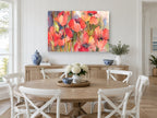 Poppy Field Glow floral canvas print on the wall of a Hamptons dining room