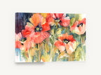 Poppy Glow, red orange poppies watercolour floral, floral canvas wall art print ready to hang