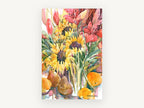 Sunflowers, Lilies and Fruit, floral canvas wall art print, front view
