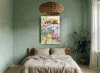 Stargazer Lilies Interior floral canvas print on the wall of a bedroom