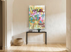 Stargazer Lilies Interior floral canvas print on the wall of a hallway
