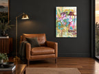 Stargazer Lilies Interior floral canvas print on the wall of a charcoal living room