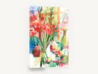 Gladioli and Pears, red gladioli pears watercolour still life, floral canvas wall art print ready to hang