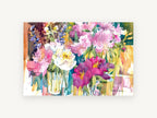 Peony Bouquet Drips, floral canvas wall art print, front view