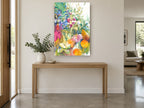 Orchard Table Bouquet floral canvas print on the wall of a entry hall