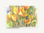 Golden Tulip Garden, yellow tulips watercolour floral, floral canvas wall art print ready to hang