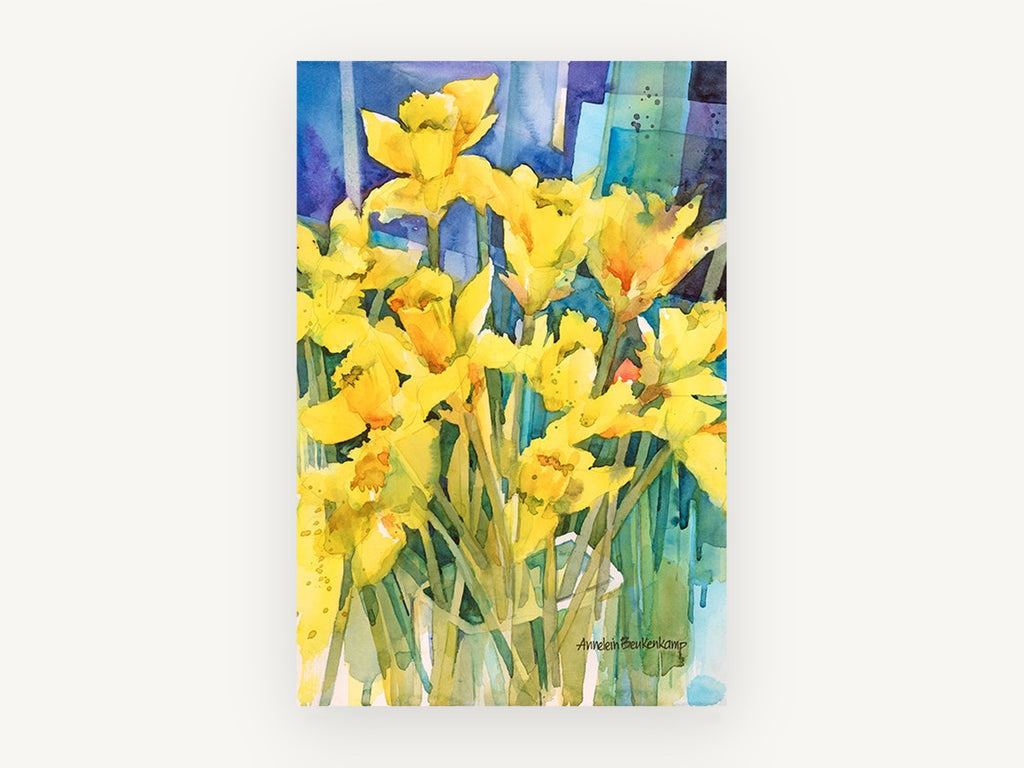 Sunlit Daffodil Bunch, floral canvas wall art print, front view