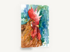 Red Comb Rooster, rooster watercolour portrait, animal canvas wall art print ready to hang