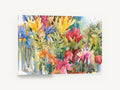 Garden Bouquet Burst, mixed flower bouquet watercolour floral, floral canvas wall art print ready to hang
