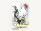 Barred Rooster in Blue, barred rooster watercolour portrait, animal canvas wall art print ready to hang