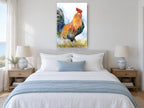 Strutting Rooster animal canvas print on the wall of a bedroom