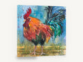 Emerald Plume Rooster, colourful rooster watercolour portrait, animal canvas wall art print ready to hang