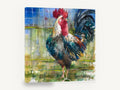 Crowing Rooster Watercolour, rooster watercolour farmyard portrait, animal canvas wall art print ready to hang