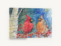 Cardinal Pair in Snowfall, red cardinal pair watercolour, animal canvas wall art print ready to hang