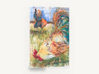 Two Roosters Foraging, rooster watercolour farmyard portrait, animal canvas wall art print ready to hang