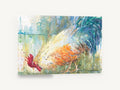 Foraging Rooster Study, rooster watercolour farm bird, animal canvas wall art print ready to hang