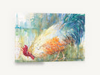 Foraging Rooster Study, rooster watercolour farm bird, animal canvas wall art print ready to hang