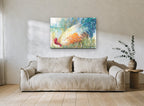 Foraging Rooster Study animal canvas print on the wall of a living room