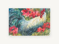 Rooster in the Poppies, floral canvas wall art print, front view