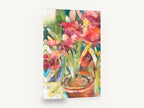 Amaryllis in Terracotta, red amaryllis watercolour floral, floral canvas wall art print ready to hang
