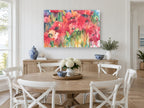 Poppy Field Bloom floral canvas print on the wall of a Hamptons dining room