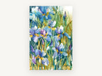 Blue Iris Garden, floral canvas wall art print, front view