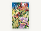 Iris Garden Bloom, floral canvas wall art print, front view
