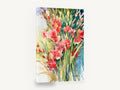 Coral Gladioli Bunch, red gladioli watercolour floral bouquet, floral canvas wall art print ready to hang