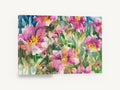 Pink Garden Chorus, pink peony watercolour garden floral, floral canvas wall art print ready to hang