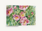 Pink Peony Garden, pink peony garden watercolour floral, floral canvas wall art print ready to hang