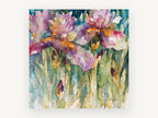 Iris Garden Drift, floral canvas wall art print, front view