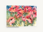 Poppy Field Bloom, red poppies watercolour floral painting, floral canvas wall art print ready to hang