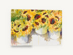 Sunflower Buckets, sunflowers in buckets watercolour floral, floral canvas wall art print ready to hang