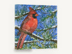 Cardinal in Snowy Pine, red cardinal winter watercolour, animal canvas wall art print ready to hang