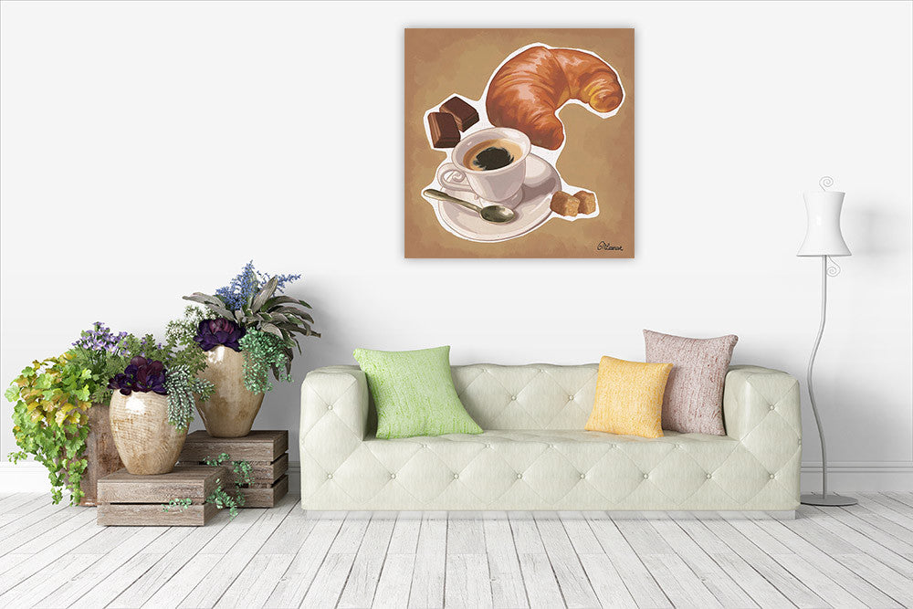 A Croissant Wall Art Print on the wall