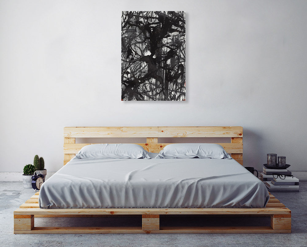 Abstract Calligraphy Ink Wall Art Print on the wall