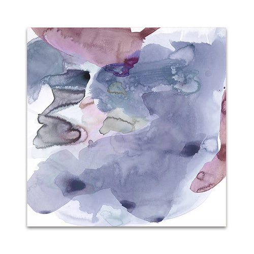 Amorphous B, purple watercolour abstract square fine art canvas print