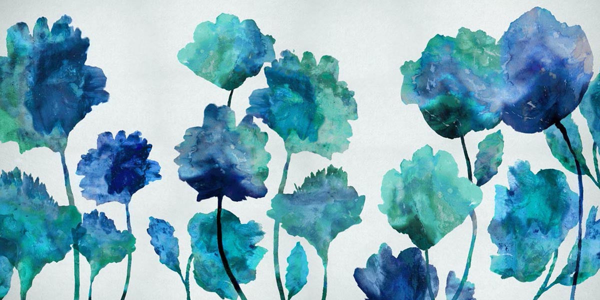 Aqua Blossom Wall Art Print