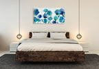 Aqua Blossom Wall Art Print on the wall