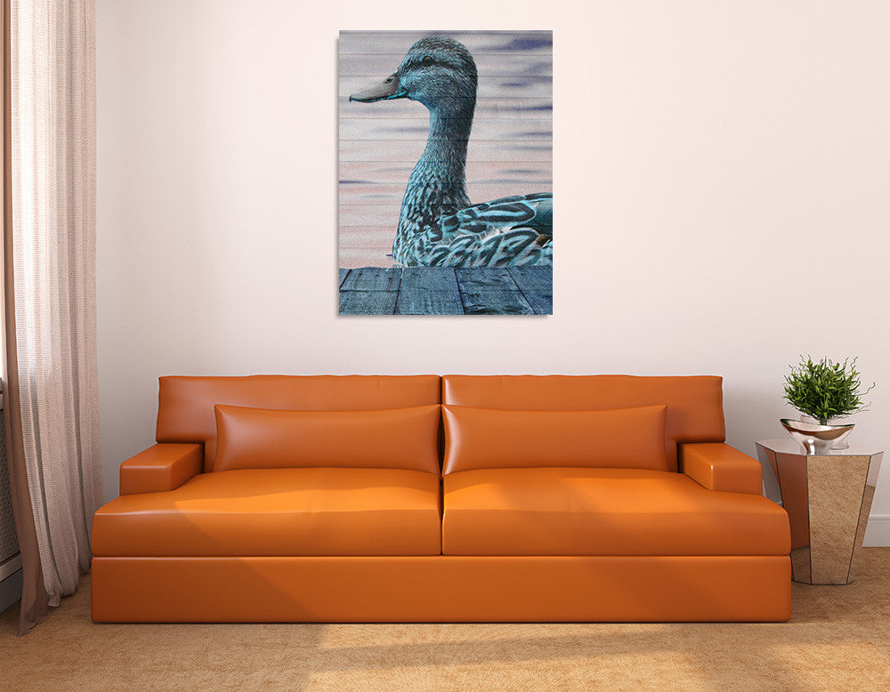 Aqua Duck Wall Art Print on the wall