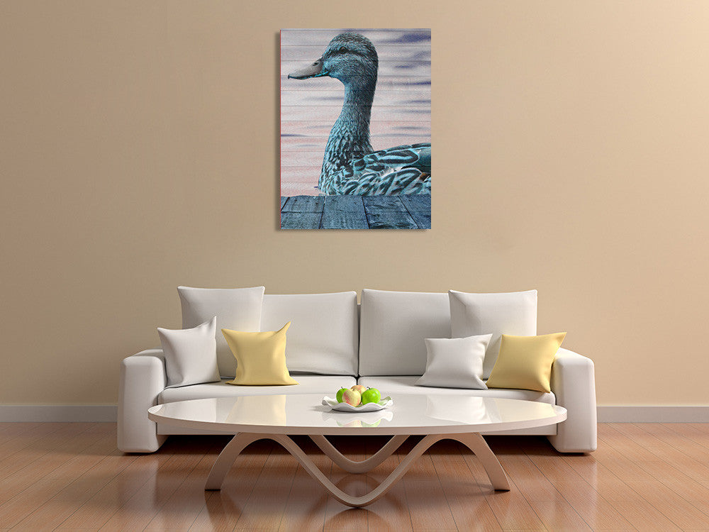 Aqua Duck Wall Art Print on the wall