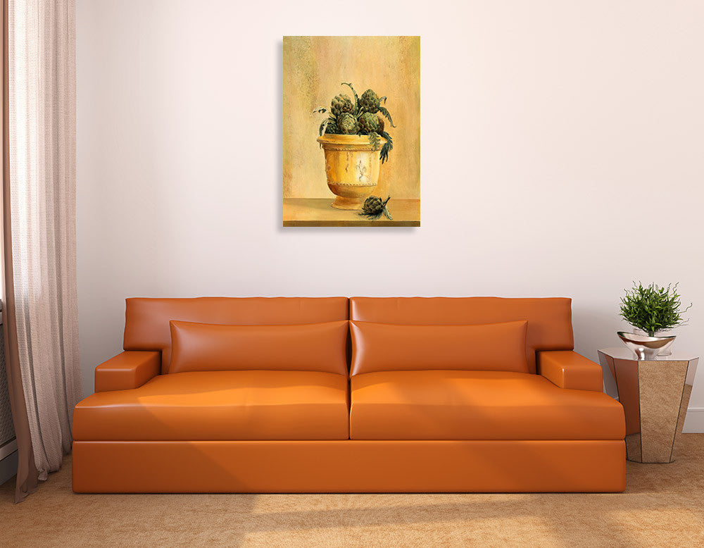 An Artichokes Wall Art Print on the wall