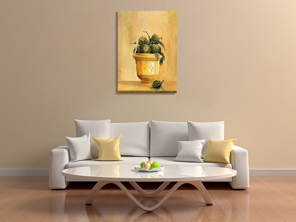 An Artichokes Wall Art Print on the wall