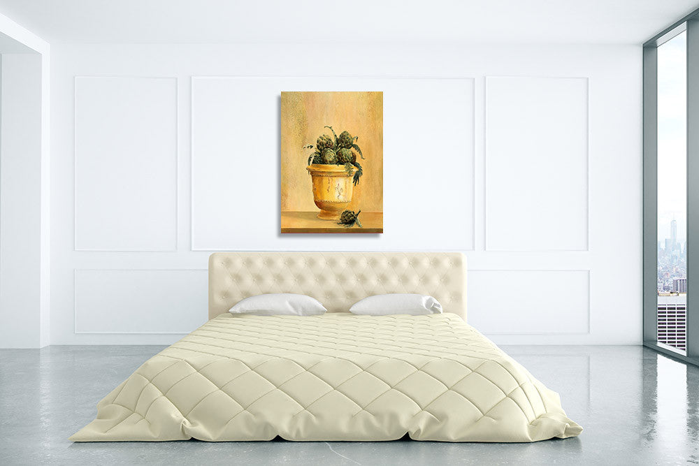 An Artichokes Wall Art Print on the wall